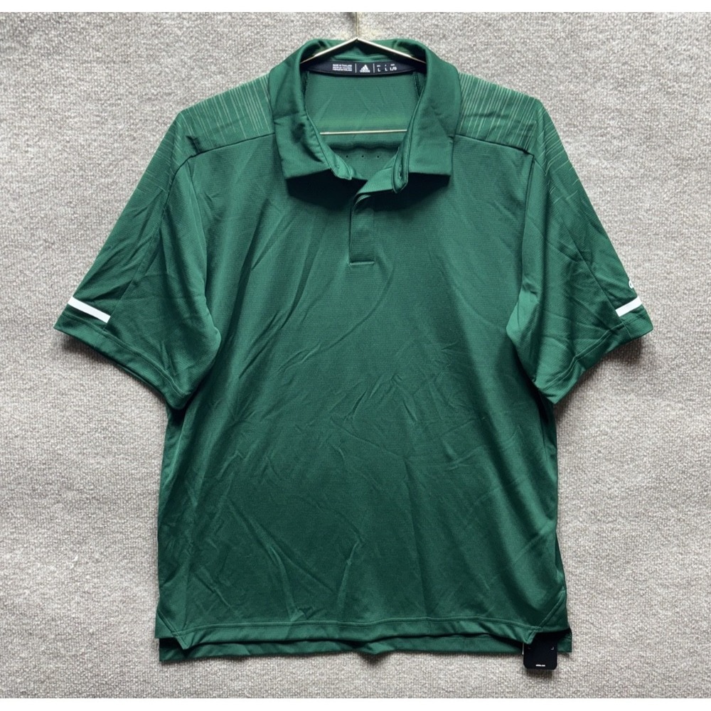 Adidas Men's Team Power Green Stadium Coaches Polo Large Short Sleeve NEW NWT